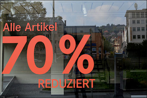 70% korting in lege winkel in Stuttgart
